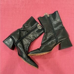 Donald J. Pliner Black Heeled Boots with Side Zip